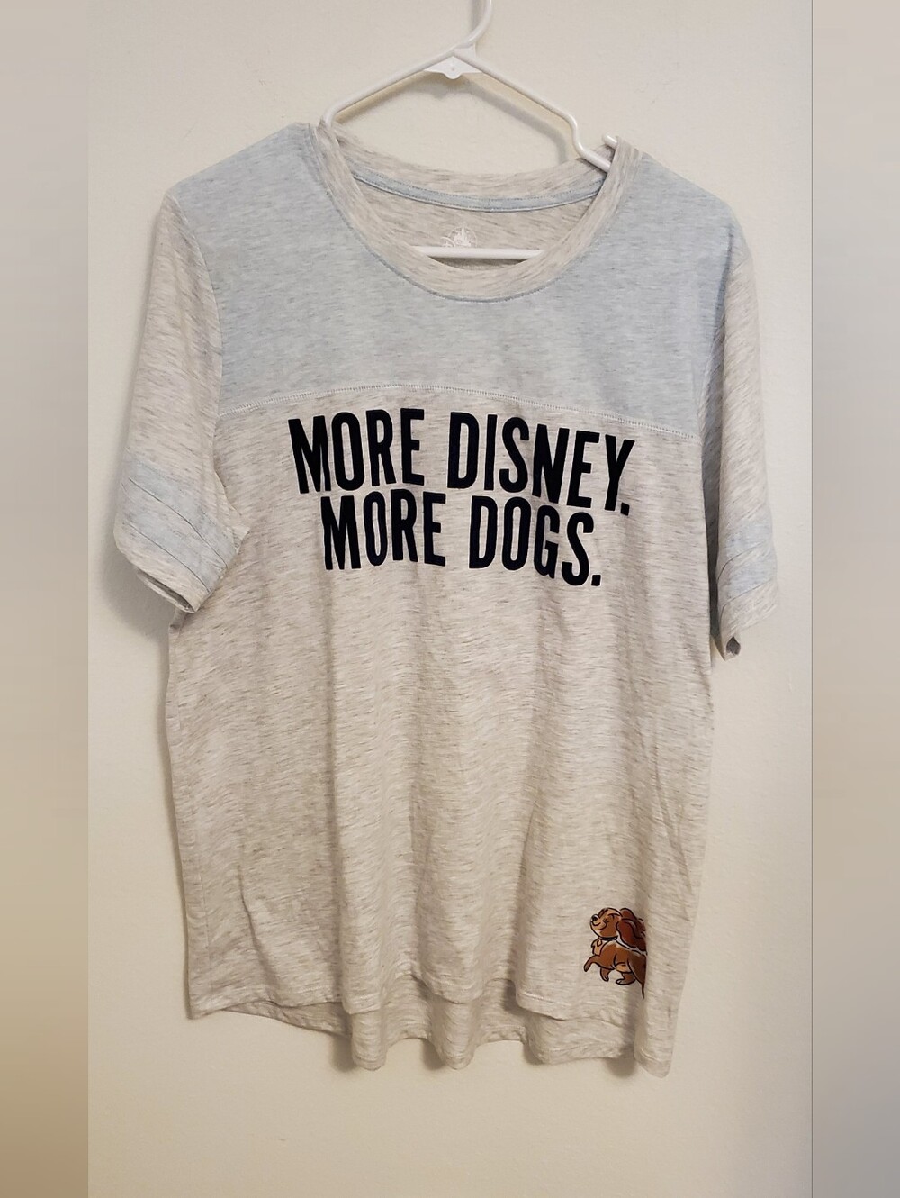 Disney PRks  Light Gray & Blue 'More Disney, More Dogs' Tee Women's Size XL